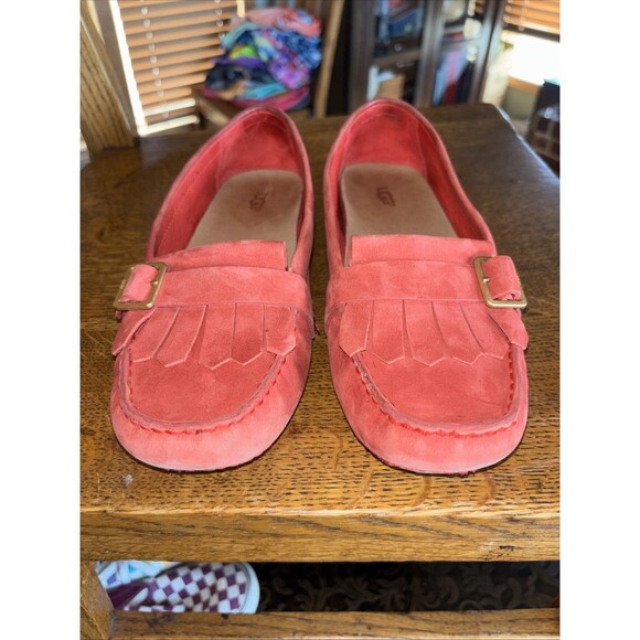 UGG Dempsey Driving Shoes Leather Loafers Red Women Size 8 Slippers Sandals - Picture 4 of 8